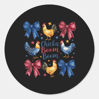 Sticker Rond Chicka Boom Boom Drôle Amusant Drapeau Américain P
