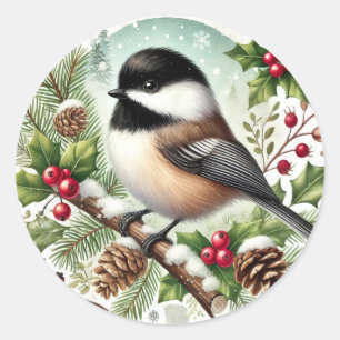 Sticker Rond Chickadee de vacances