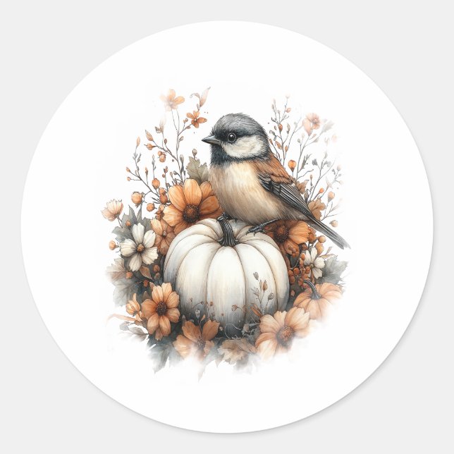 Sticker Rond Chickadee Shirt Pays Citrouille (Devant)
