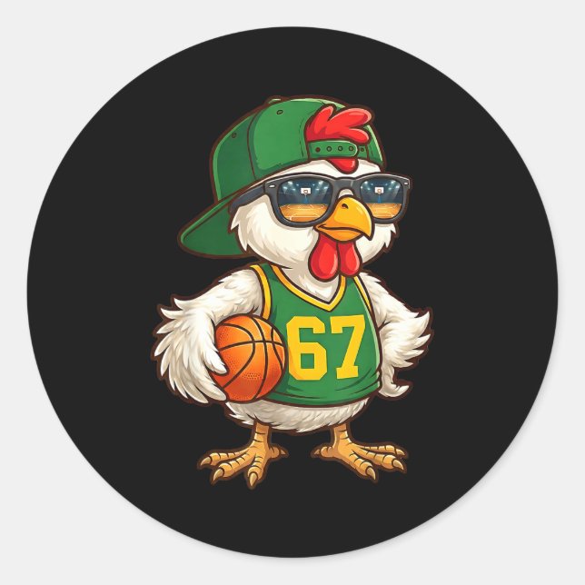 Sticker Rond Chicken Basketball 67 Gen Alpha Slang Srts Men Boy (Devant)