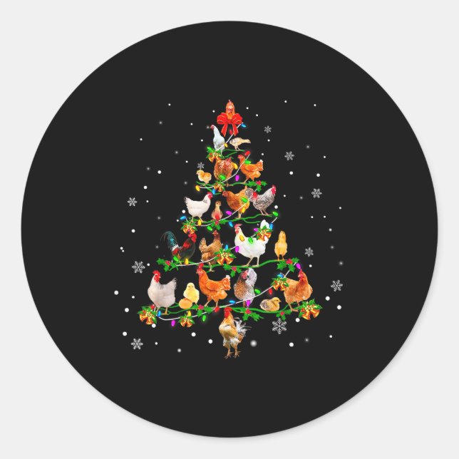 Sticker Rond Chicken Christmas Tree Ornament Decor Xmas  (Devant)
