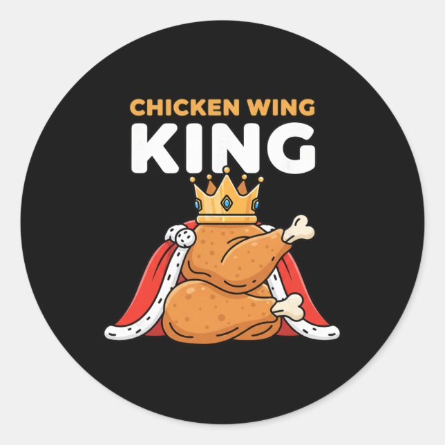 Sticker Rond Chicken Crowned Chicken Wing King  (Devant)
