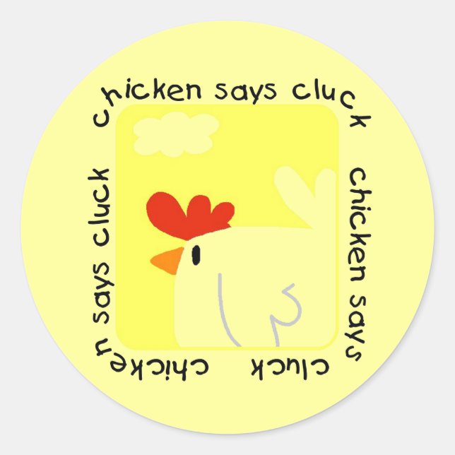 Sticker Rond Chicken dit Cluck Tshirts et cadeaux (Devant)