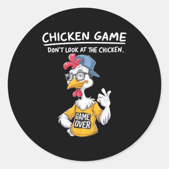 Sticker Rond Chicken Game Humorous Family Tee - Uni-adults &amp (Devant)