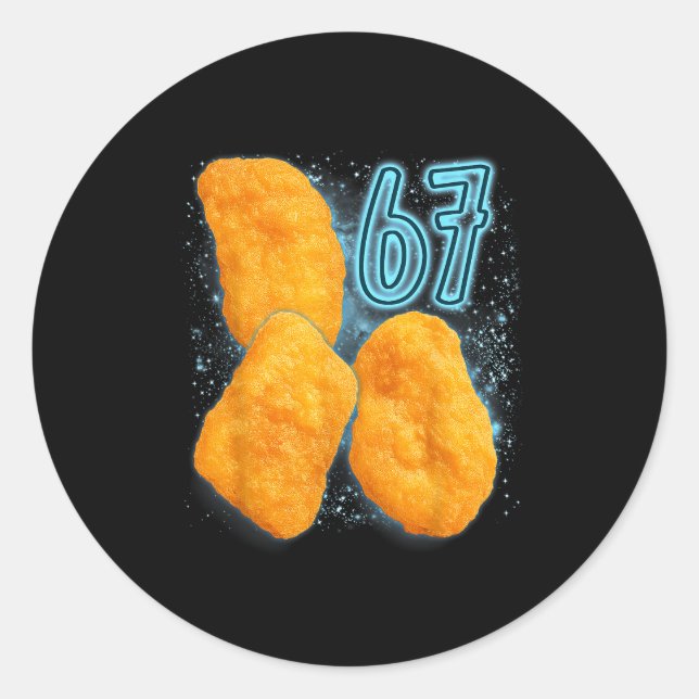 Sticker Rond Chicken Nugget Lover 67 Meme Six Seven Fried Chick (Devant)