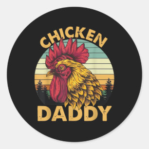 Sticker Rond Chicken Papa Rooster Vintage Pour Papa Farmer Fath
