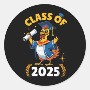 Sticker Rond Chicken Senior Cl De 2025 Graduation Day School Co