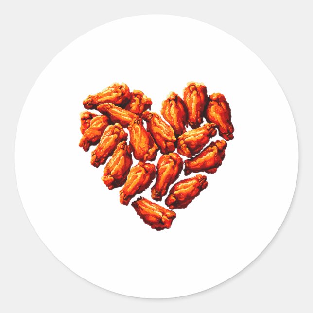 Sticker Rond Chicken Wings Are My Valentine Heart Funny Valenti (Devant)