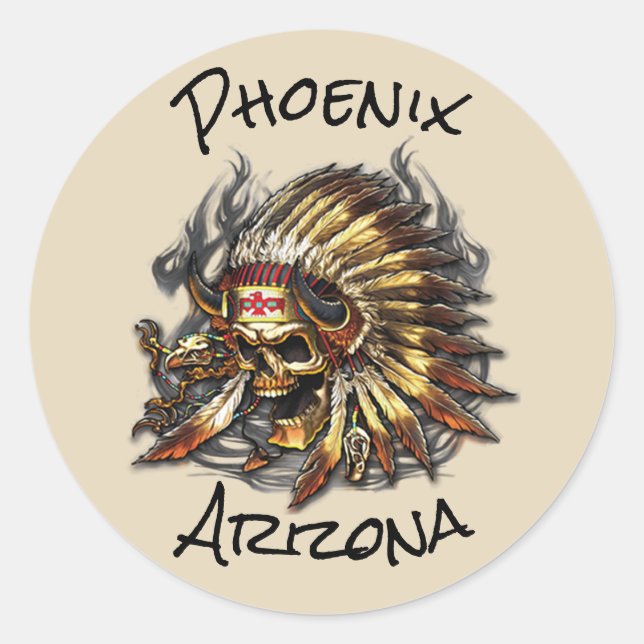 Sticker Rond Chief Bones Phoenix Arizona (Devant)