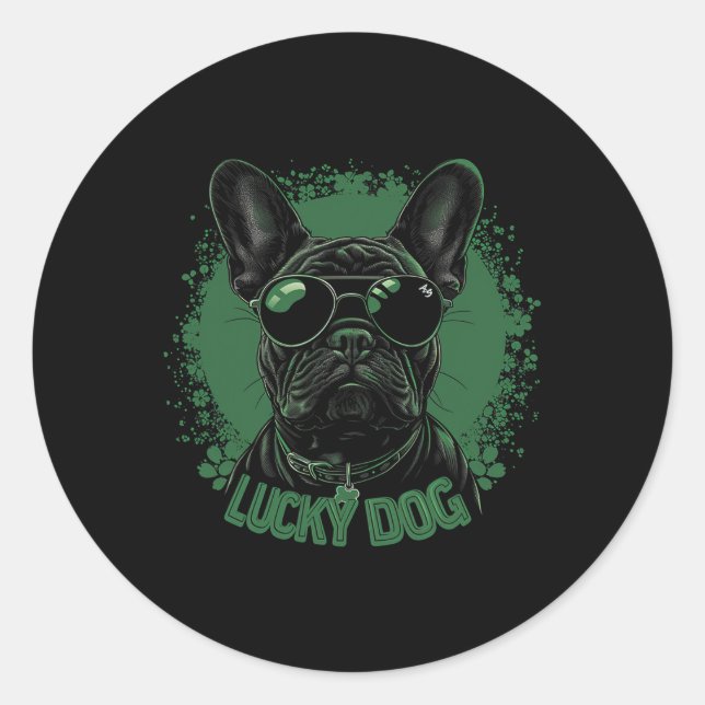 Sticker Rond Chien à Chien à Chien - Saint Patrick's Day Saint  (Devant)