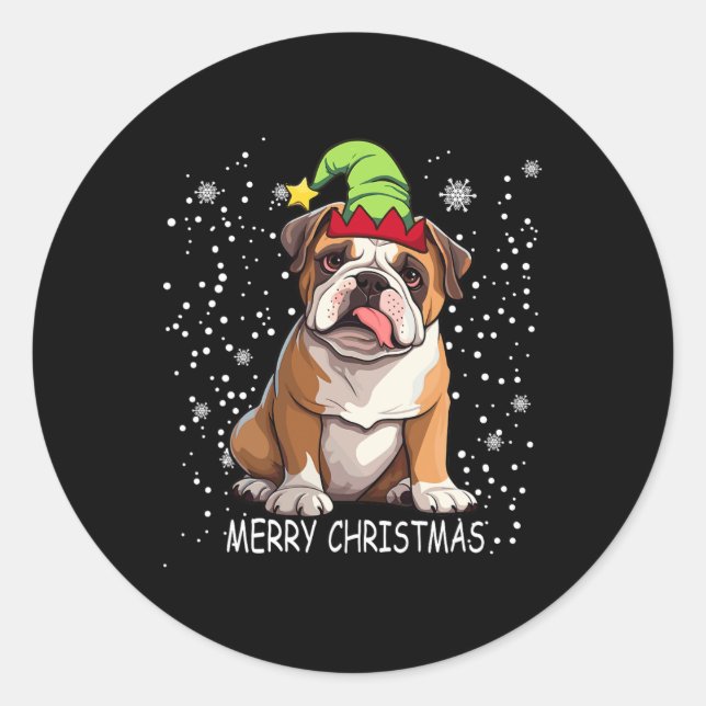 Sticker Rond Chien à chien anglais Sweat de Noël Jeu de Noël Jo (Devant)