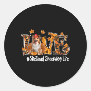 Sticker Rond Chien à chiens de schetland Turquie Drôle Thanksgi