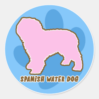 Sticker Rond Chien à eau espagnol tendance