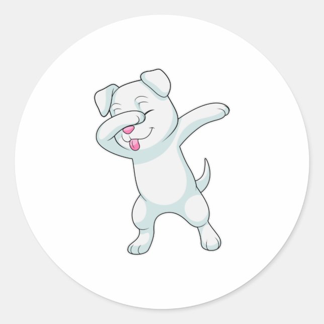 Sticker Rond Chien à Hip hop Dance Dab (Devant)