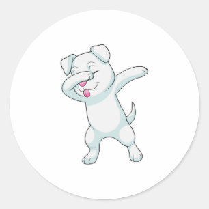 Sticker Rond Chien à Hip hop Dance Dab