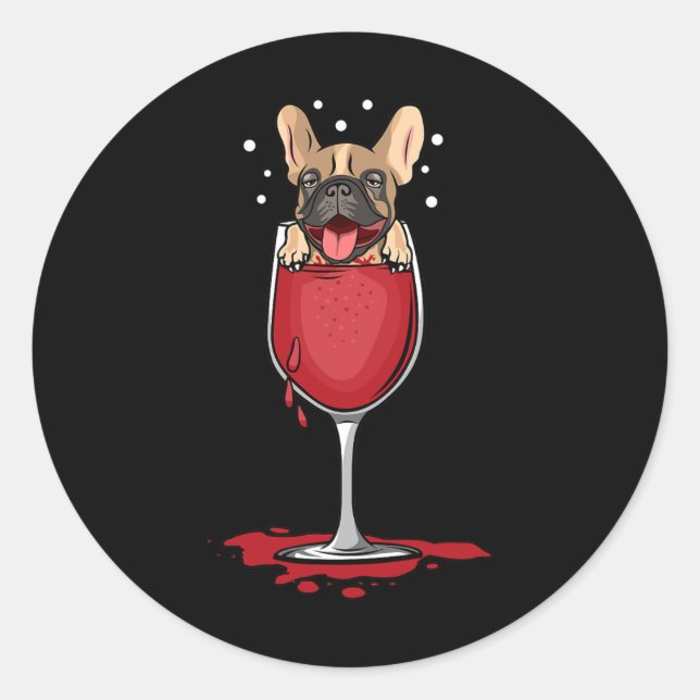 Sticker Rond Chien À Vin Rouge (Devant)