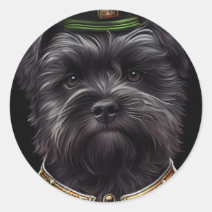 Sticker Rond Chien Affenpinscher en Robe de la Saint Patrick