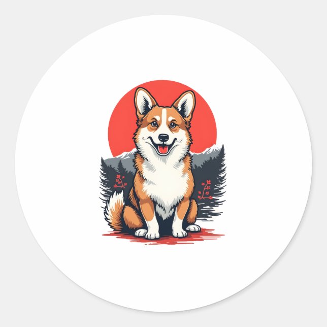Sticker Rond Chien Akita Inu (Devant)