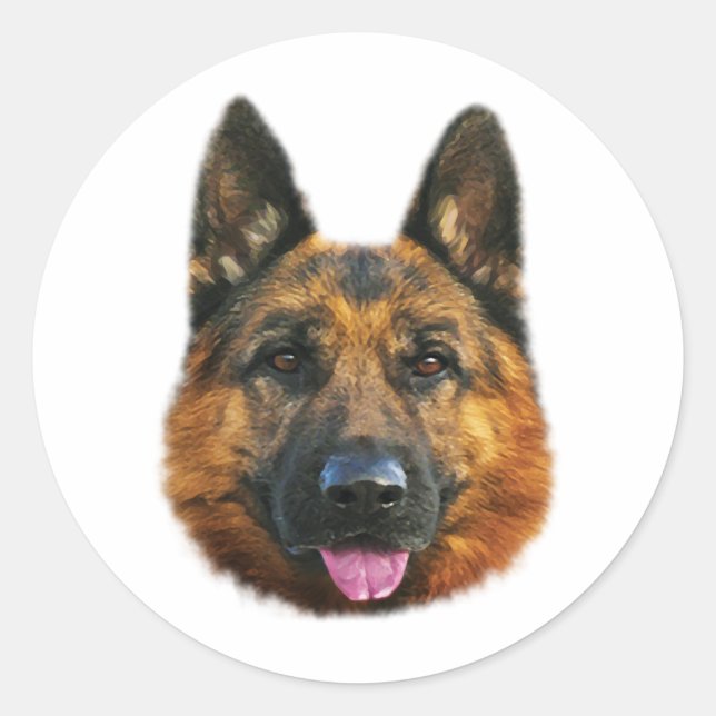 Sticker Rond Chien allemand berger alsacien K-9 (Devant)