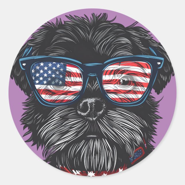 Sticker Rond Chien américain du 4 juillet (Devant)