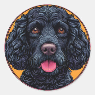 Sticker Rond chien American Water Spaniel