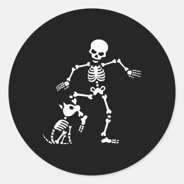 Sticker Rond Chien amusant comme os Costume Halloween (Devant)