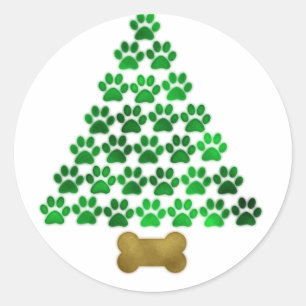 Sticker Rond Chien / Arbre de Noël de chat