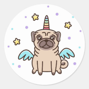 Sticker Rond Chien arc-en-ciel de Unicorne