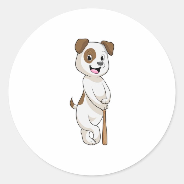 Sticker Rond Chien au baseball avec batte de baseball (Devant)