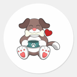 Sticker Rond Chien avec os