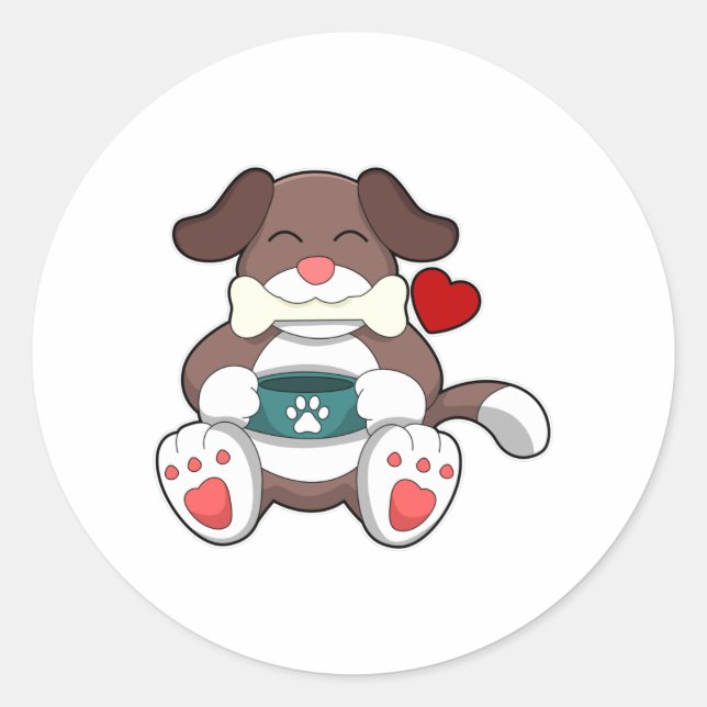 Sticker Rond Chien avec os (Devant)