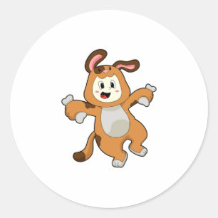 Sticker Rond Chien avec os comme lapin