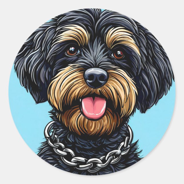 Sticker Rond Chien avec une chaîne (Devant)