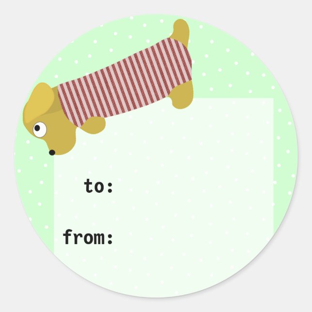 Sticker Rond chien bau habillé (Devant)