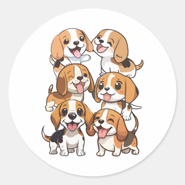 Sticker Rond chien beagle joyeux (Devant)