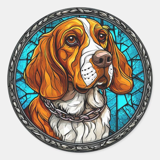 Sticker Rond Chien Beagle mignon (Devant)