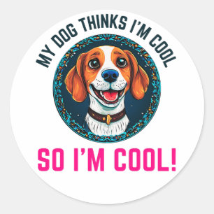 Sticker Rond Chien beagle mignon