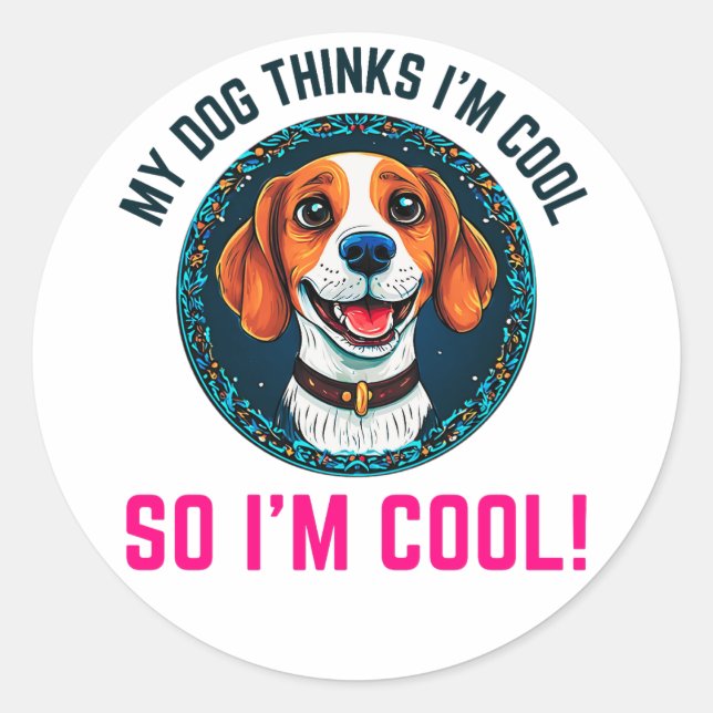 Sticker Rond Chien beagle mignon (Devant)