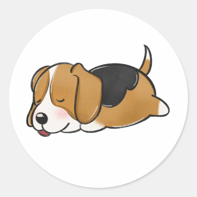 Sticker Rond Chien, Beagle, Nature (Devant)
