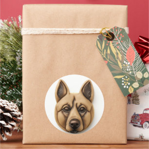 Sticker Rond Chien belge Malinoi 3D inspiré