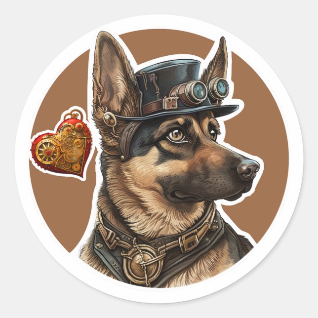 Sticker Rond Chien berger allemand (Devant)