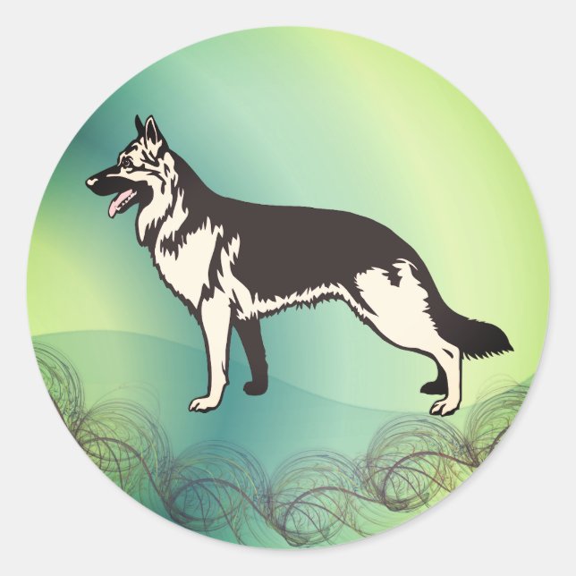 Sticker Rond Chien berger allemand (Devant)