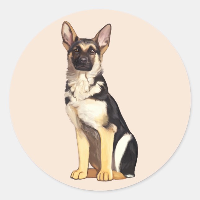 Sticker Rond Chien berger allemand (Devant)