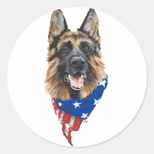 Sticker Rond Chien berger allemand (Devant)