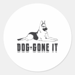 Sticker Rond Chien berger allemand Il est mort Chiens Animal Vi