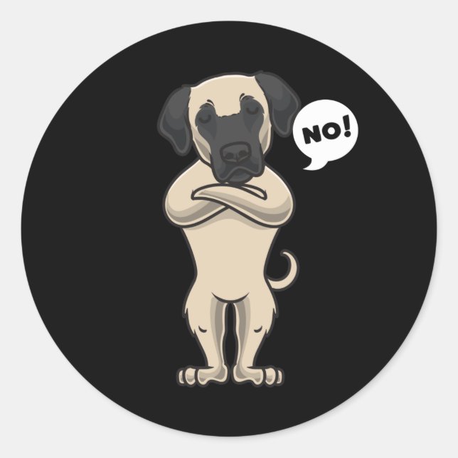 Sticker Rond Chien berne anatolien Kangal têtu drôle (Devant)