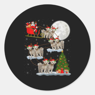 Sticker Rond Chien Bichon Frise Santa Traîneau Volant Drôle Mag