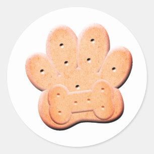 Sticker Rond Chien Biscuit Pawprint et Bone Art