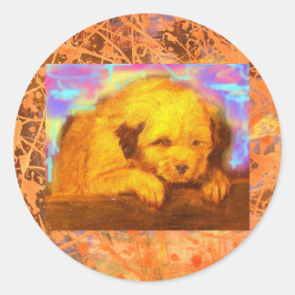 Sticker Rond chien blanc goutte