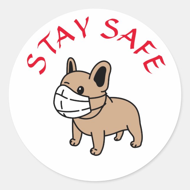 STICKER ROND CHIEN BOULEDOGUE DE DESSIN ANIMÉ SÛR AVEC MASQUE F (Devant)